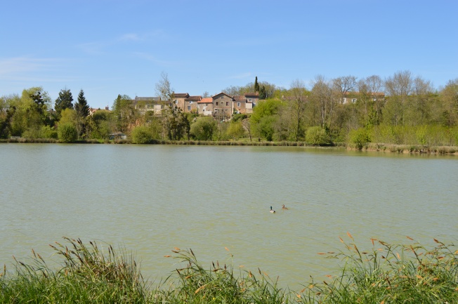 Enjoying a stroll around lake at Château Larcher